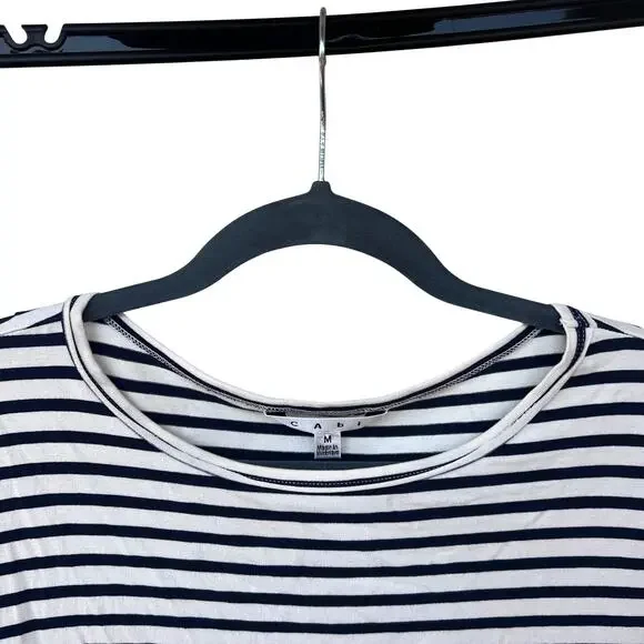 Cabi Striped Long Sleeve Top Sharkbite Hem Coastal French Style Nautical M - Picture 4 of 8